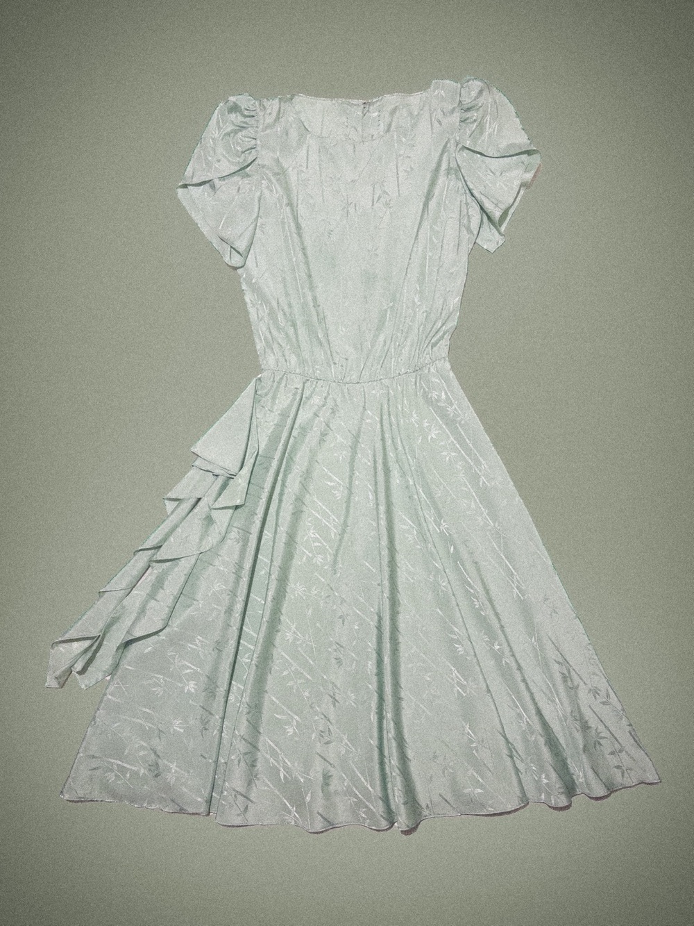 1950's Handmade Mint Green Seafoam Baby Blue Handmade A Line Day Dress